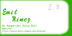 emil mincz business card